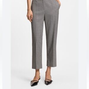 BE COOL Comfy Houndstooth Straight-Leg Pants Gingham Checks Black White